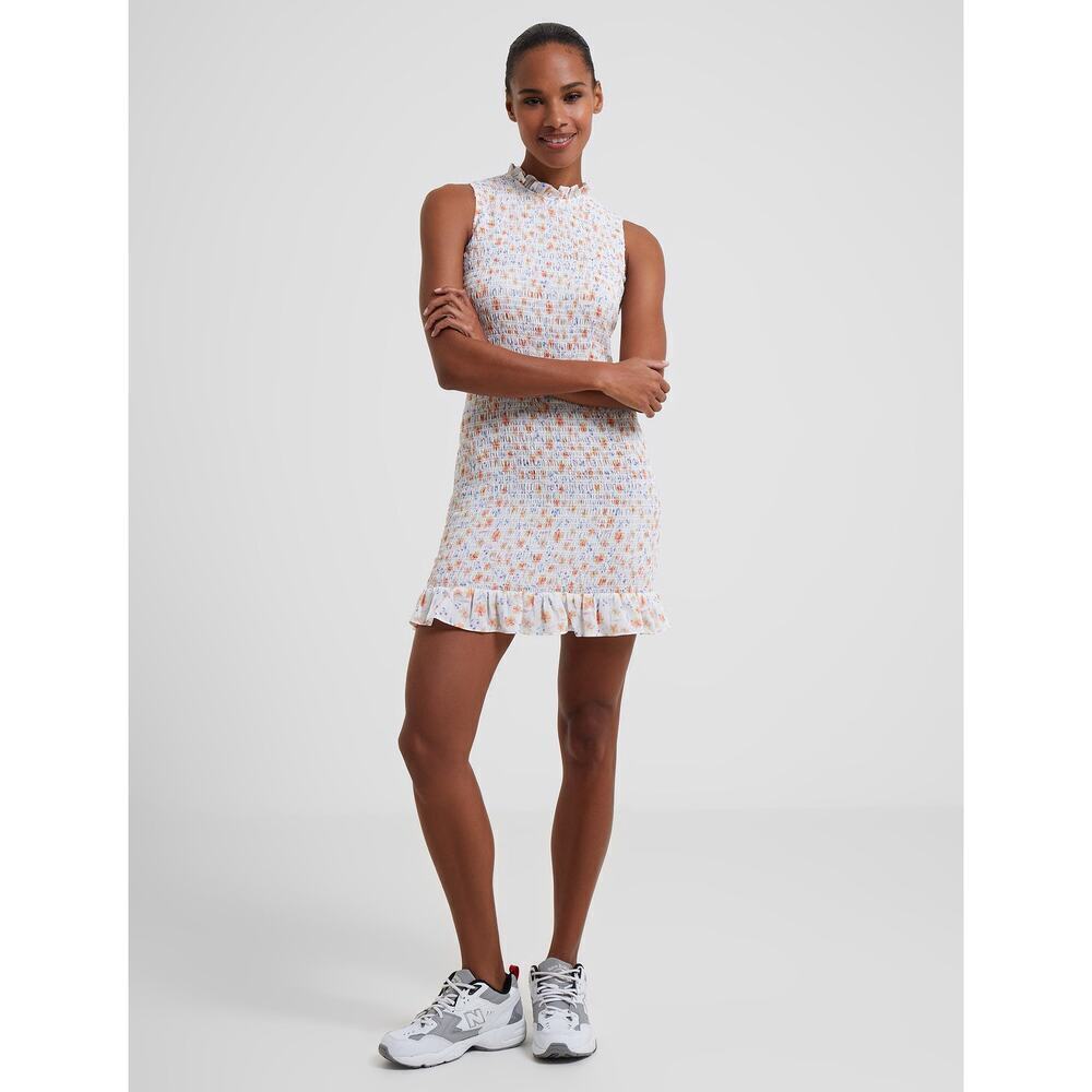 French Connection Camille Verona Crepe Summer Smock Dress Floral White SZ M NWT